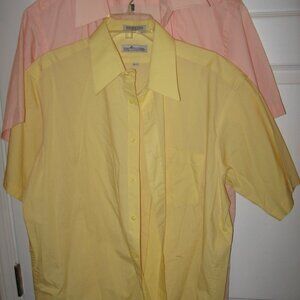 Lot of 2 Bert Pulitzer Button Front Short Sleeve Shirts Size 16.5 Yellow & Peach